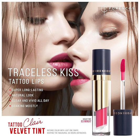 FORENCOS Long Lasting Waterproof Lip Stain Liquid Lipstick, Velvet Matte, Longwear, High Pigmentation, Tattoo Lips, Weightless, Smudge-proof, Non-Sticky, Korean Lip Tint Stain Makeup (03 Minuit)