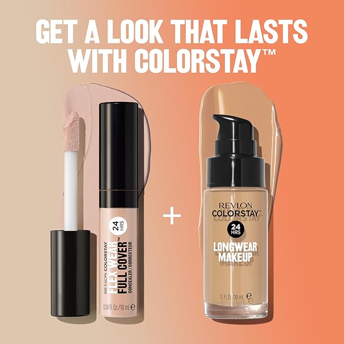Revlon ColorStay Flex Wear, Full Cover Non-Creasing Concealer, Infused with Hyaluronic Acid & Vitamin E, Flexible Longwear, 026 Crème Brulee, 0.34 Fl Oz