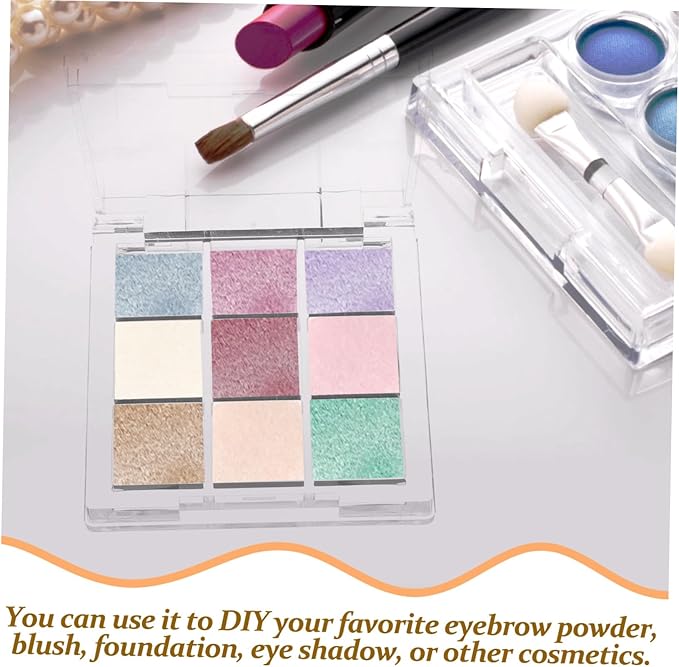 Empty makeup palette depotting case: 2pcs Empty Lipstick Box, 9-Grid Clear Blush Lipstick Case Portable Makeup Organizer Storage Cases Highlighters Sample Eye Shadow Bracket Travel