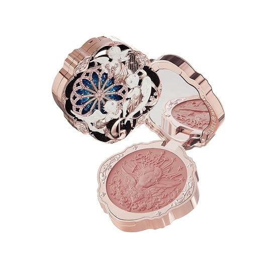 Flower Knows Little Angel Cream Blush 04 Rose Ashes+Butterfly Cloud Collar Angled Powder Brush Frosty Wisteria