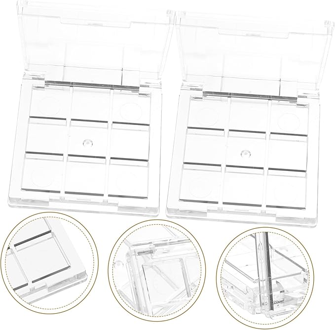 Empty makeup palette depotting case: 2pcs Empty Lipstick Box, 9-Grid Clear Blush Lipstick Case Portable Makeup Organizer Storage Cases Highlighters Sample Eye Shadow Bracket Travel