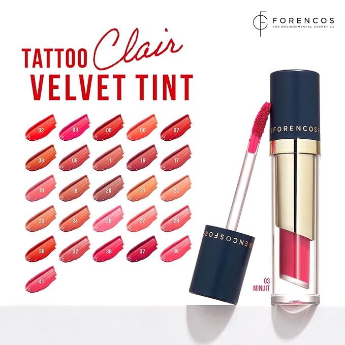 FORENCOS Long Lasting Waterproof Lip Stain Liquid Lipstick, Velvet Matte, Longwear, High Pigmentation, Tattoo Lips, Weightless, Smudge-proof, Non-Sticky, Korean Lip Tint Stain Makeup (03 Minuit)