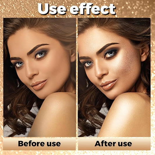 Body Shimmer Powder, 2PCS Glitter Highlighter Powder for Face, Liquid Highlighter Blush Body Glow Shimmer Powder Fairy Brightening Makeup Stick for Eyes, Hair (Sliver, 1.13 Ounce (Pack of 1))