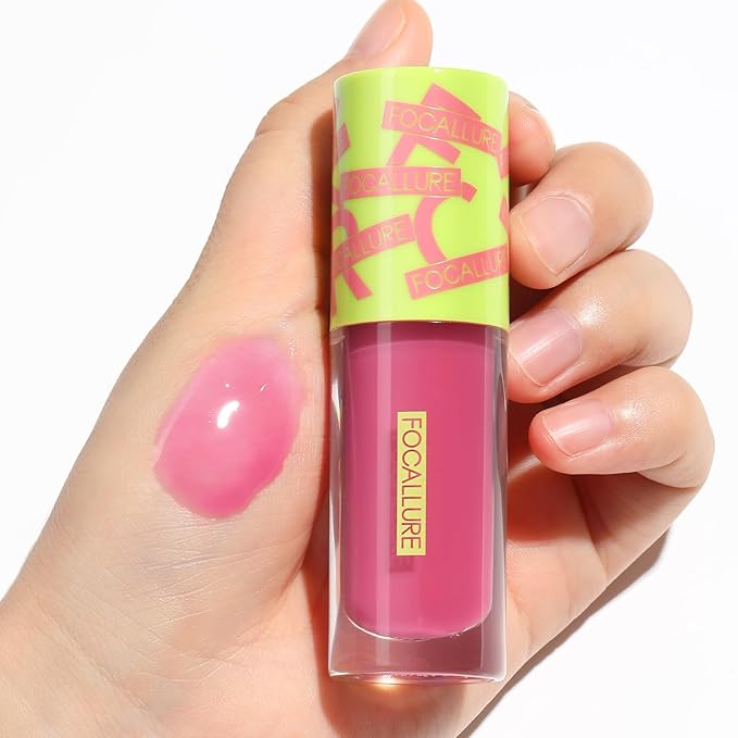 FOCALLURE Lip Oil,Moisturizing,Hydrating Lip Gloss,Transparent Toot Lip Glow Oil,Shiny Glossy Finish,Non-Sticky,Long Lasting,Tinted Lip Balm for Dry Lips and Lip Care,Cherry Juice