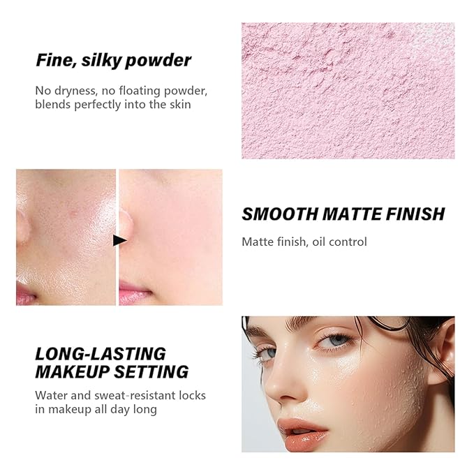 Setting Powder, Loose Baking Powder, Natural Matte Finish Oil Control (Light, 0.71Oz)