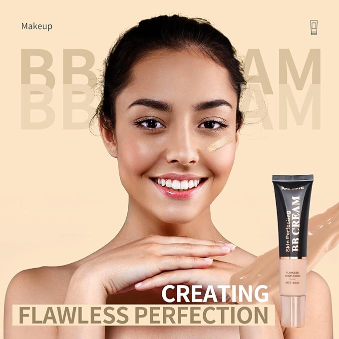 LAMUSELAND BB Cream Foundation, Full Coverage Hydrating Oil-Free Tinted Moisturizer Cream, Color Correcting Long-lasting BB Cream for All Skin Tones (Lvory Fair, M)