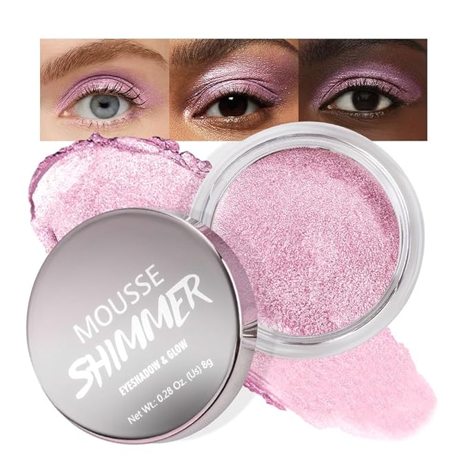Shimmer eyeshadow,Glitter eyeshadow,Easy - Apply Powder for Eye & Face Highlighting, with Mermaid Shimmer(03#Soft Pink, 1 Count (Pack of 1))