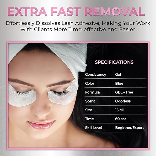 Speedy Remover for Eyelash Extension Glue Liore Lash/Fast Lash Adhesive Removal /60 Sec Dissolution Time/GBL Free Lash Debonder/Eyelashes Glue Remover Professional Tech Salon Supplies (15 ml)