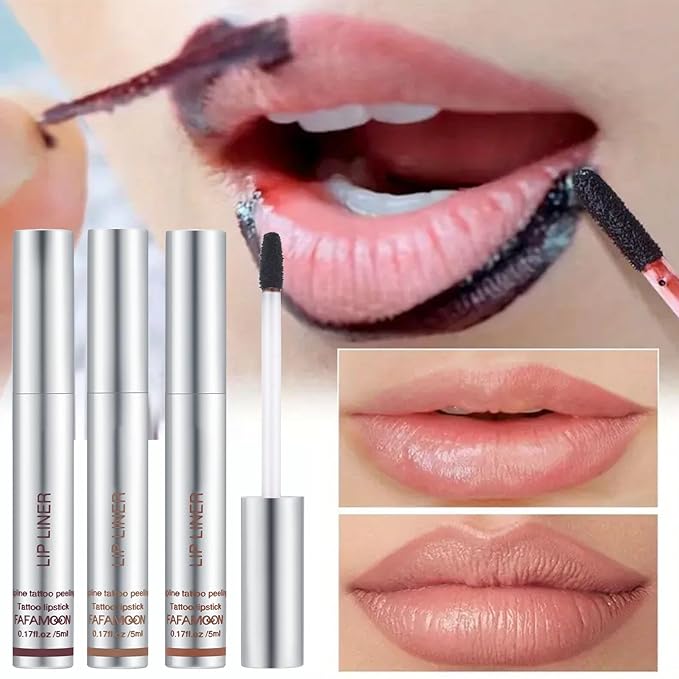3 PCS Peel Off Lip Liner, Long Wear Tattoo Lip Stain Peel Off, Matte Finish, Long Lasting, Waterproof Peel off Lip Liner Stain (1#2#3#, M)