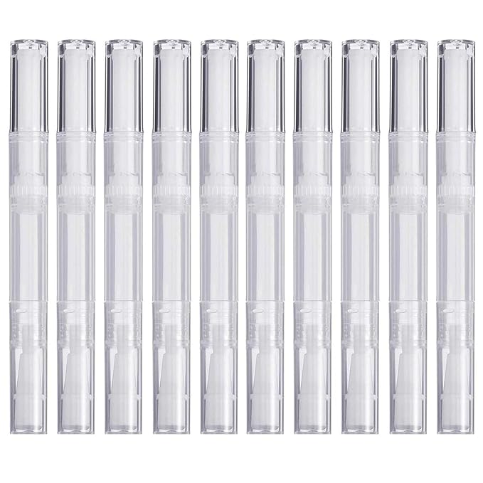 10 Pack 3 ML Transparent Twist Pens, Empty Cuticle Nail Oil Pen with Brush Tip, Cosmetic Lip Gloss Containers Applicators Eyelash Growth Liquid Tube