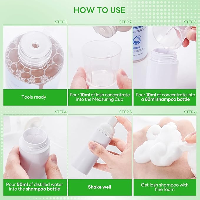 ARISON LASHES Lash Shampoo Concentrate - 120ml Large Capacity Eyelash Cleanser for Professional Extensions, Makes 24 Bottles of 60ml Aloe Lash Shampoo