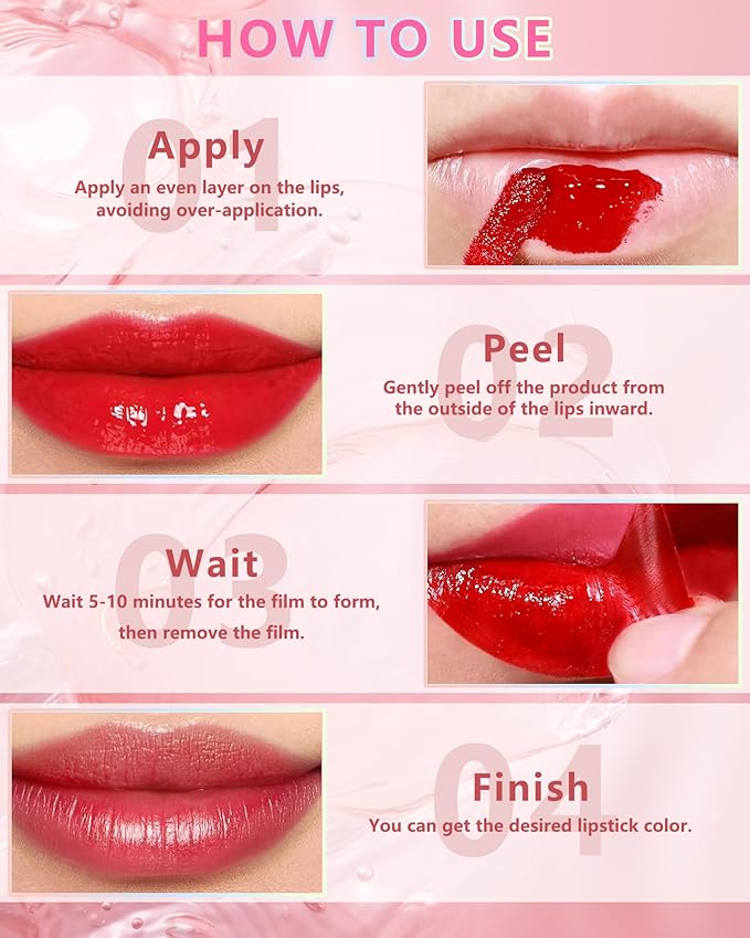 Peel Off Lip Tint Stain Set-3pcs Tattoo Lip Liner Stain Lip Gloss with Matte Finish,Long Lasting Waterproof Nonstick Lipstain Tinted Lipgloss,Mother's Day Makeup Gift Kit for Women Girl-02+04+06