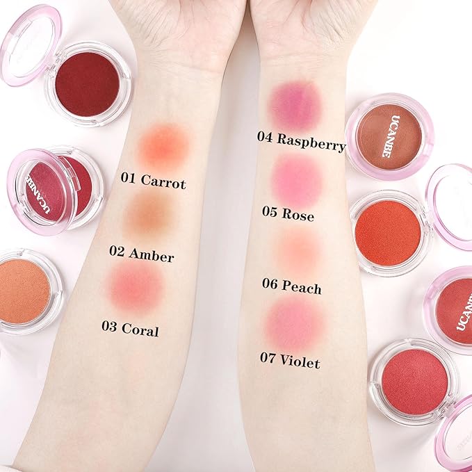 UCANBE Matte Cream-To-Powder Blush Makeup Palette, Highly Pigmented Lightweight Blush for Cheek and Eye, Blendable Flawless Velvety Coverage Face Blushes Make up 0.25 Ounce, Carrot