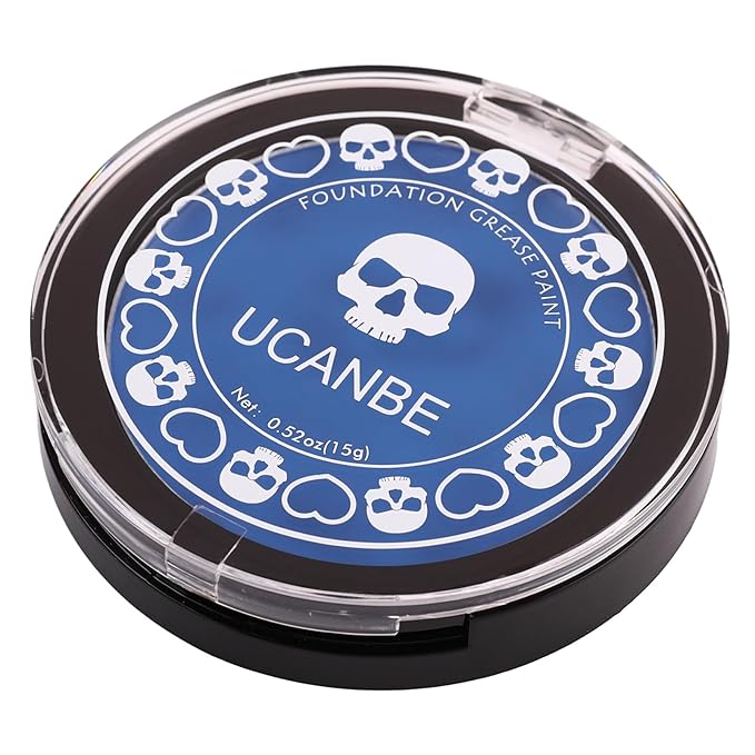 UCANBE Blue Face Body Paint Makeup Foundation, Professional Non-Toxic Greasepaint Palette for Kids & Adults Party, Cream Facepaints for Halloween Cosplay Theater Costume Stage SFX Dress-Up Makeup