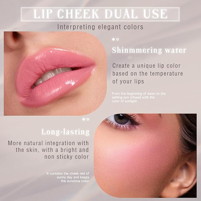 Moisturizing Color Changing Blush Stick Magic Ph Temperature Change Clear Glassy Cream Blusher for Cheek Tint Lip Gloss Multi Use Transparent Rubor Rouge for Face Makeup Glossy Shinny Finish