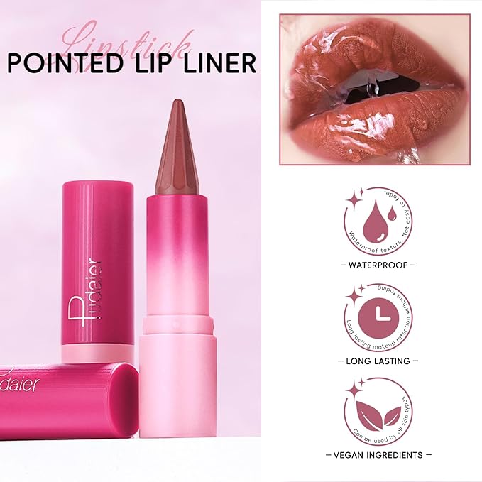 3 Colors 2-in-1 Lip Liner Set, Matte Nude Gradient Smooth Creamy Lip Pencil High Pigmented Waterproof Long Wearing Lip Combo Multi Use Cream Lipstick Kit Makeup for Women and Girls(01+02+05)