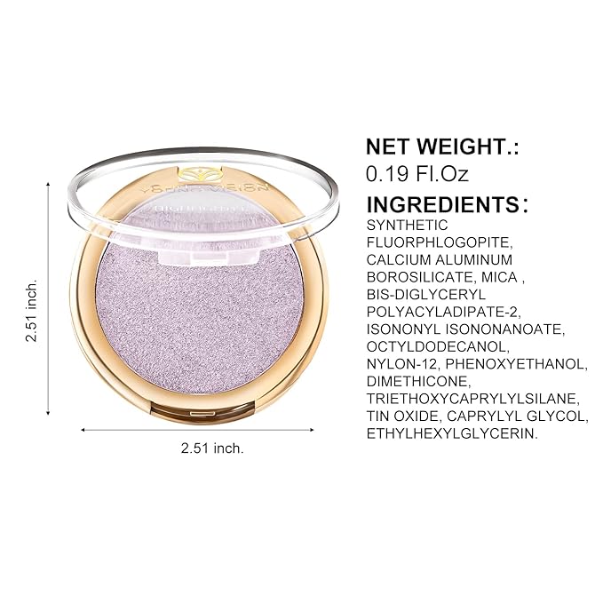 YOUNG VISION Baked Highlighter Powder Palette, Sheer Pearl Shimmer Shades for Face Highlighter Makeup, Highly Pigmented Iluminadores de Maquillaje, 0.19 Oz(Pack of 1)