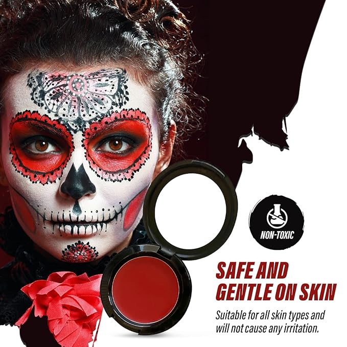 MANIC PANIC Vampyre's Veil White Pressed Powder Bundle with Vampire's Kiss Red Face & Body Paint Makeup