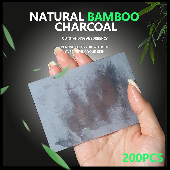 800PCS Blotting Paper for Oily Skin, Natural Bamboo Charcoal Blotting Paper, 100 * 70MM Large Oil Blotting Sheets for Face