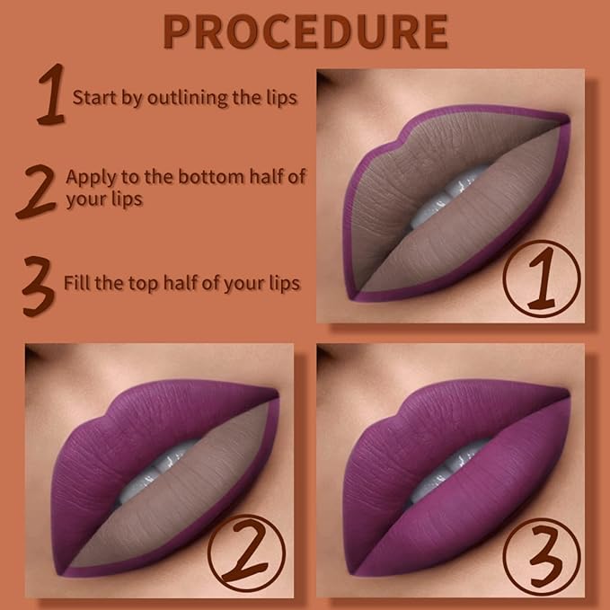 MAEPEOR Matte Lip Crayon 6PCS Smooth Velvety Lip Liner Pencils Set Waterproof Long Wear Lipstick Crayon Pen (Set 01)