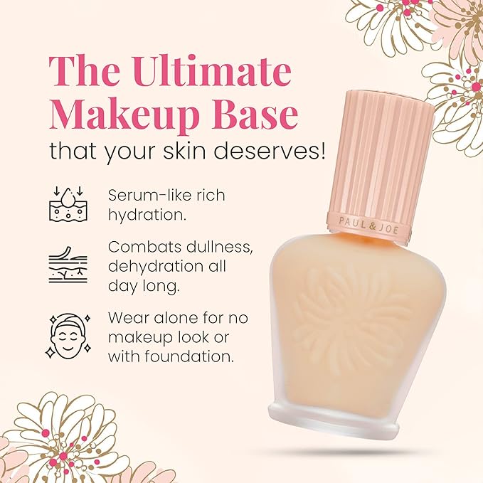 Paul & Joe Moisturizing Foundation Primer, Lightweight, Sheer and illuminating Foundation Makeup with Jojoba Oil, Face Makeup Base for Orange Undertones, Primer S 02 Orange, 1 fl oz