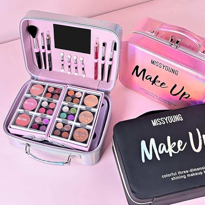 Makeup Kit, Professional Makeup Palette Travel Makeup Case with Eyeshadow Lipstick Concealer Lip Gloss Eyeliner Mascara Contour Bronzer Powder, Makeup Sets for Women Girl