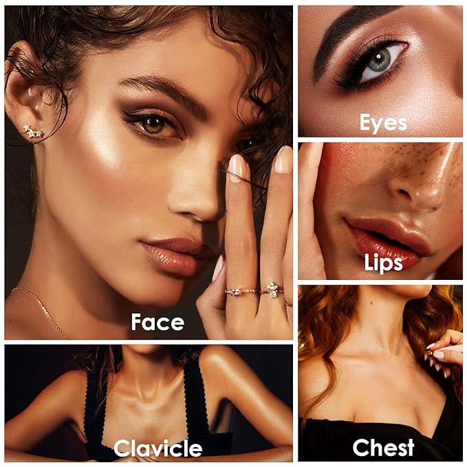 POPMISOLER 2pcs Makeup Highlighter & Cream Contour Stick, Natural Face Bronzer & Cool Toned Contour Kit for Beginners, Waterproof Shimmer Highlight Stick
