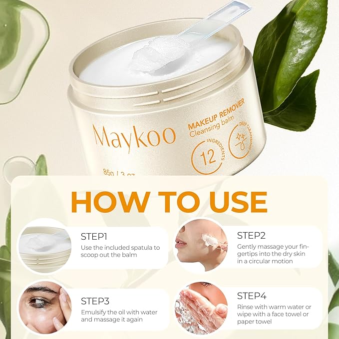 Makeup Remover Balm Hydrating Deep Cleansing Balm, Dissolves Waterproof Make Up, Gentle Oil Based cleanser for Face with Spatula, Makeup Removing for All Skin Types, 85 g/3 oz