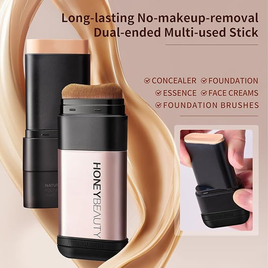 zeesea Multi-Use Makeup Essence Stick, Concealer, Face Creams, Foundation Brushes, Long-lasting Smooth Skin Coverage, Natural Beige, 0.45oz (12.8g)