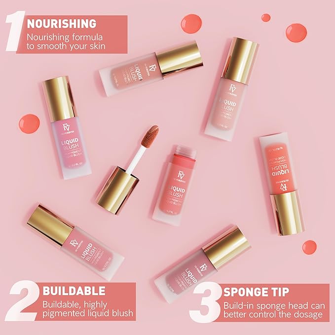FV Liquid Blush, Long Lasting Buildable Cream Cheek Tint with High-Pigment Color, Weightless Blendable Formula for Natural Dewy Finish (Alice)