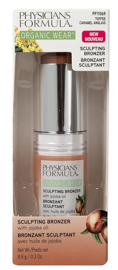 Physicians Formula Organic Wear All Natural Sculpting Face Bronzer Makeup Stick Toffee, Dermatologist Approved