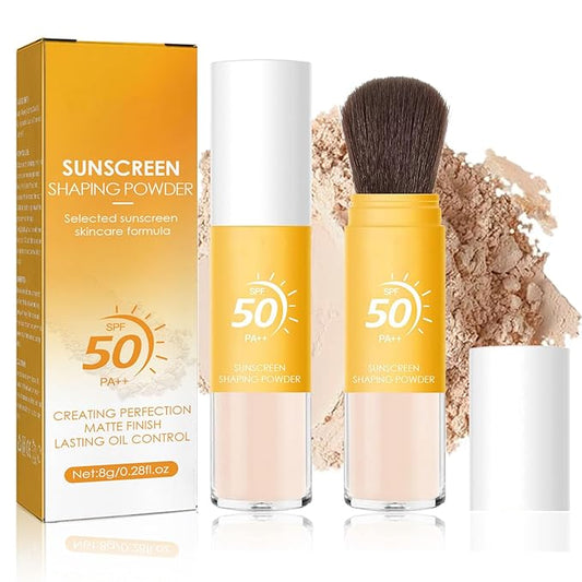 Mineral Sunscreen Setting Powder SPF 50 PA++, Mineral Brush PowderOil Control Matte Finish Loose Powder, Translucent Face Powder for All Skin, Smooth Lightweight Breathable
