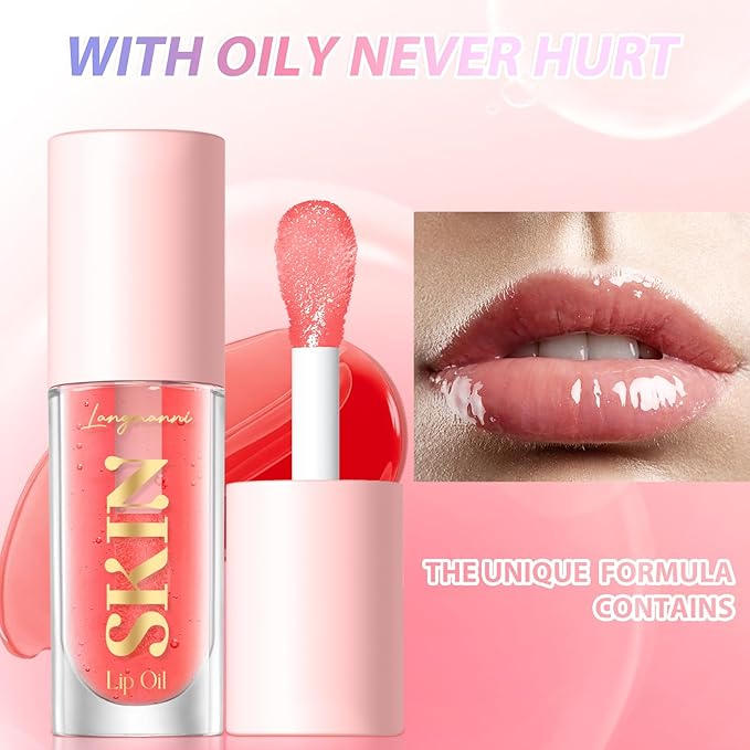 LANGMANNI Moisturizing Lip Oil,No-Sticky Lip Gloss Lip Balm Lip Care,Fruit Flavoured Lip Oil For Dry Lip's Moisturizing Hydrating And Nourishing ((Coco))