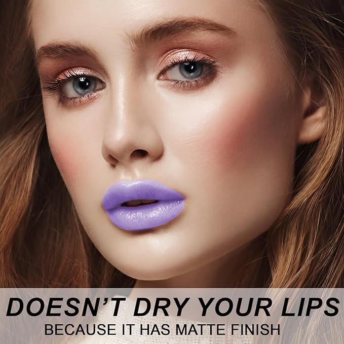 Matte Bullet Long Wear Lipstick - Vegan and Cruelty-Free - Smudge and Waterproof Matte Lipstick with Moisturizing Formula - All Day Comfort - (Lavender Lust #13)