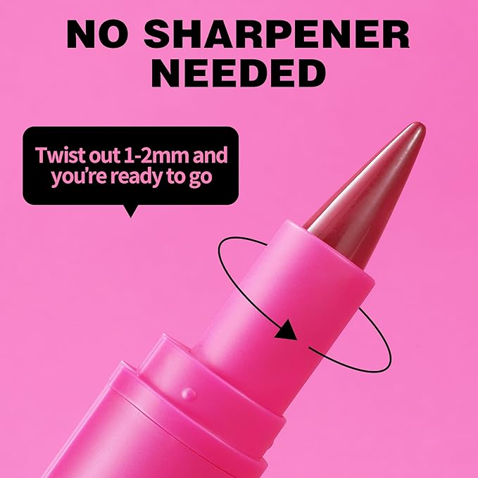 2-in-1 Gradient Lip Liner and Lipstick Lip Combo Set, Flawless Contour & Gradual Ombre Effect with Easy-to-Use Crayon Form and Cone Tip, Non-Smudging, Long-Lasting, 04# Rose Embrace