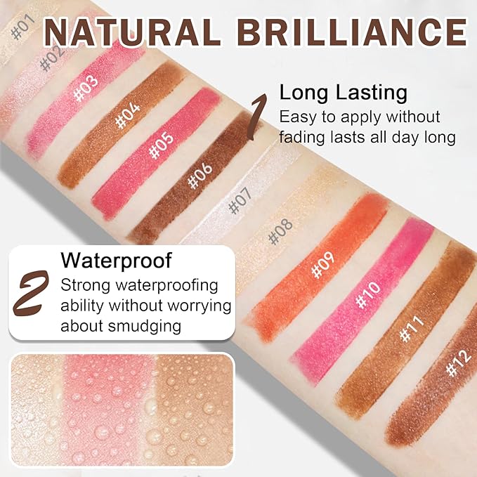3PCS Cream Contour Stick Makeup Kit Face Contour Highlighter Stick,Smooth Cream Bronzer Contour Blush Stick Long Lasting Highlighter Makeup Stick for Cheeks,Eyes,Lips (02,05,06)