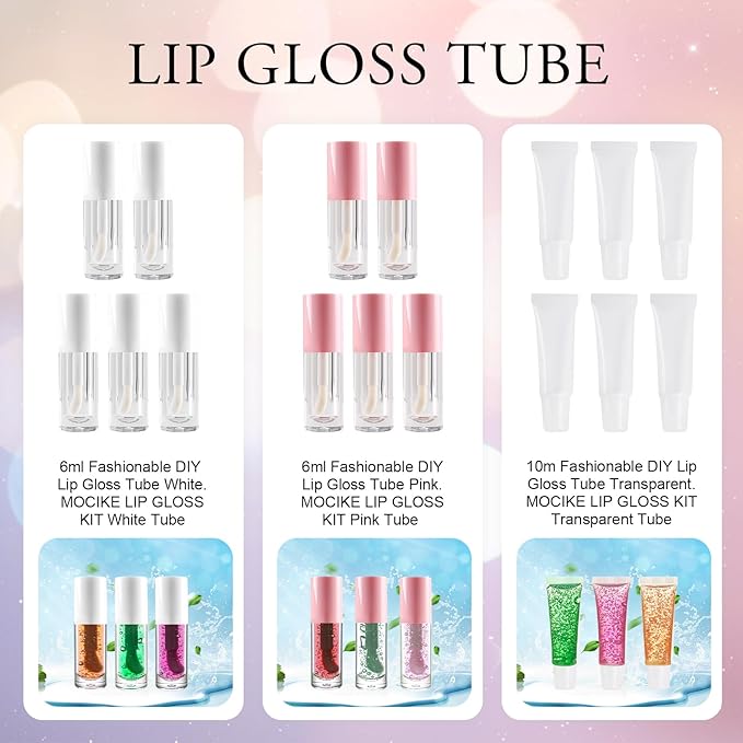 MOCIKE DIY Lip Gloss Making kit for Girl - 52 PCS DIY Lip Gloss kit Make Your Own Lip Gloss