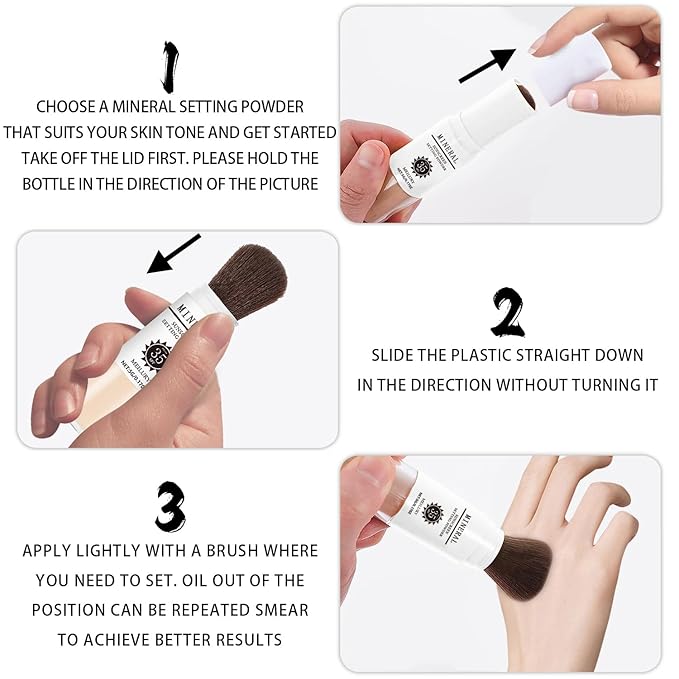 Sunscreen Setting Powder SPF 35, Mineral Brush Powder for Face & Scalp, Oil Control Natural Matte Finish Loose Powder Translucent Lasting Lightweight Breathable for All Skin (#01 Translucent)