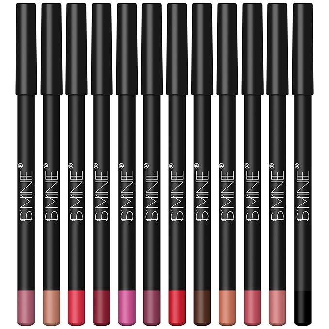 IS'MINE 12PCS Lip Liner Pencil, Nice Color Precise Lining Creamy formula Versatile Long Wood Eyeliner Lip Lining kit (Set A)