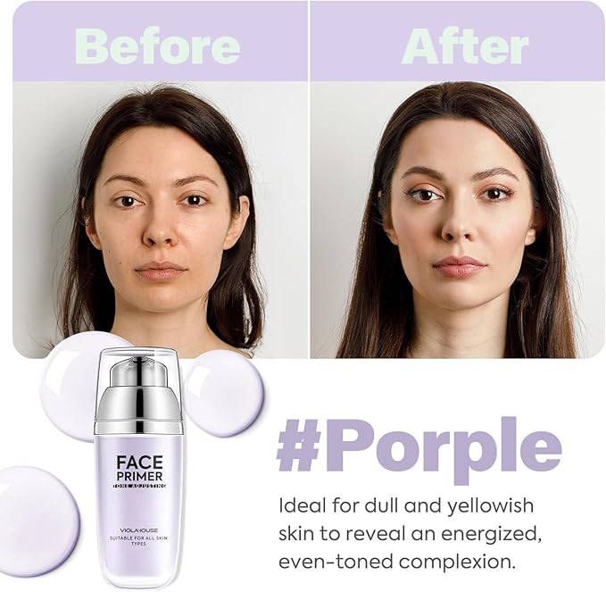 VIOLA HOUSE Face Primer, Tone Adjust Primer For Face Before Makeup-Refined, Bright And Smooth The Skin And Fills Fine Lines (Lavender Purple)