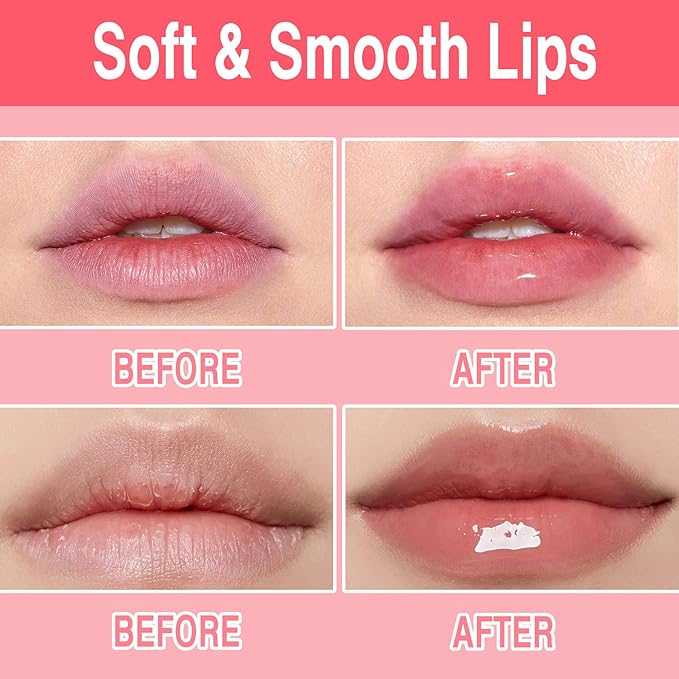 6 Colors Hydrating Lip Oil, Big Brush Head Lip Glaze, Shiny Transparent Lip Gloss Plumping, Long Lasting, Nourishing & Non-sticky Smooth Lip Care Oil for Women