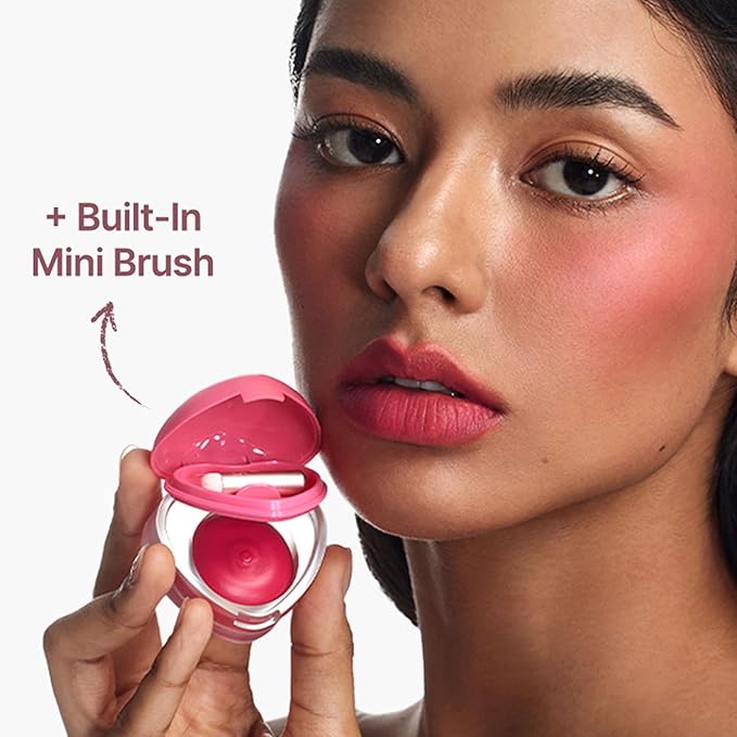 dasique Souffle Color Pot #08 Roasting Fig – Makeup Blush, Buildable Silky-Smooth Texture, Build-In Mini Brush, Multi-Use For Cheek and Lip