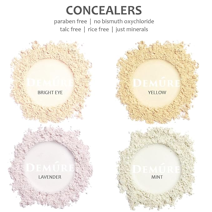 Demure Bright Eye Make Up Concealer | Dark Circle Under Eye Treatment | Pure Crushed Minerals | Loose Powder