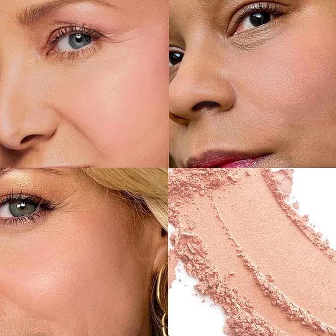Baked Blush Marbleized Powder Blush for Cheeks, Creamy Lightweight Natural Finish, Infused with Vitamin E, Vegan & Cruelty Free, Talc Free - #002 CREAM ROSES