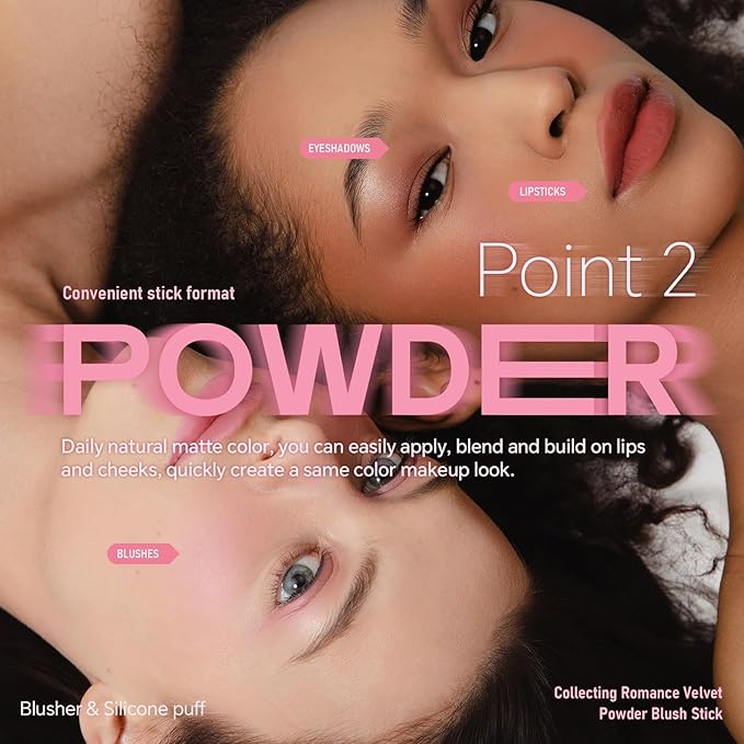 Cream to Powder Blush Stick, Built-In Jelly-like Silicone Makeup Applicator, Buildable & Blendable, Multi-use Blush Makeup Stick for Cheeks, Lips and Eyes, 03 NEVER TOO MUCH