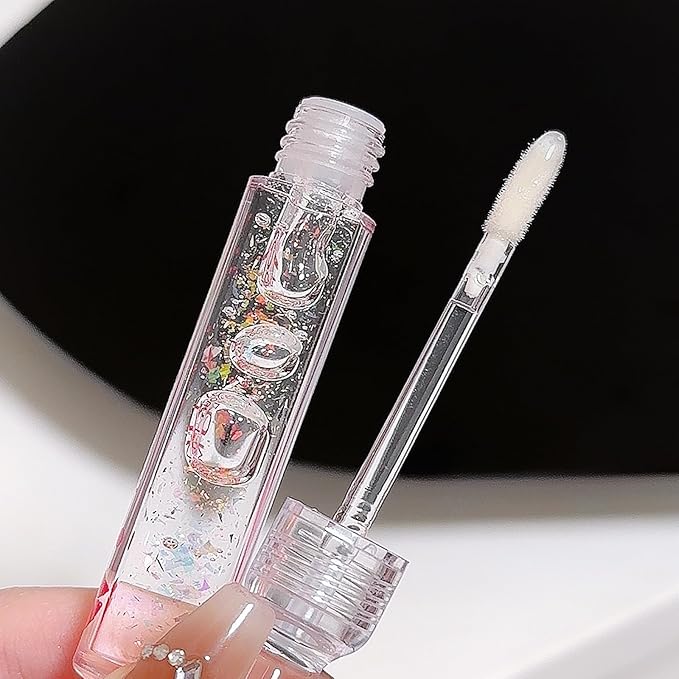 COOL STORY Glitter Lip Fuller Gloss, Moisturizing Hydrating Lip Serum, Fuller Lip Care, Lip Plumping Oil for Women Clear 4 Color