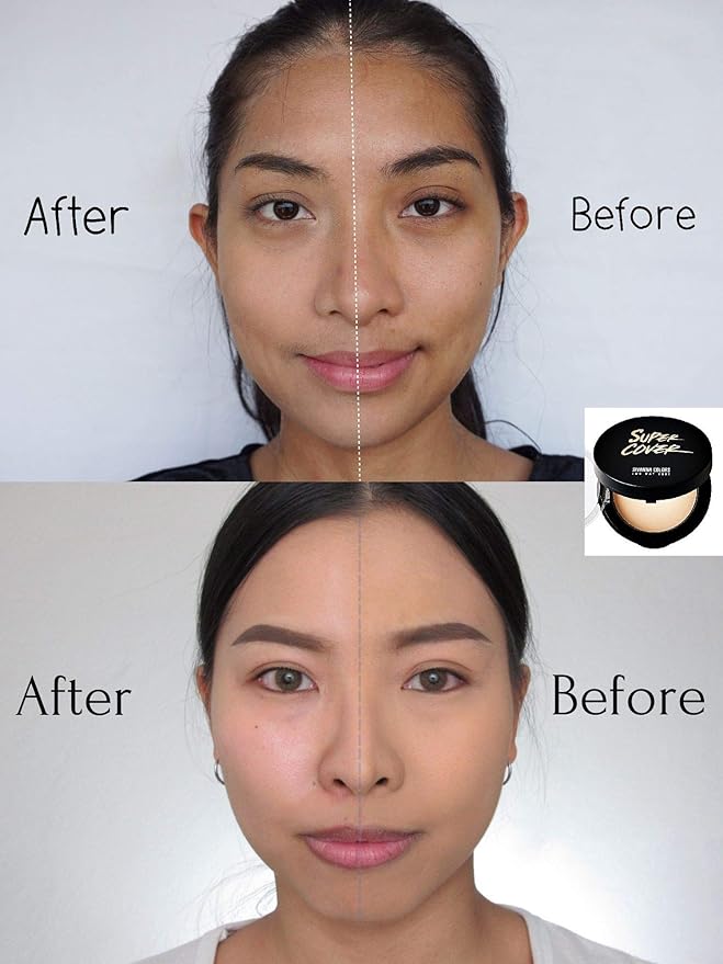 Sivanna Super Cover Two Way Compact Face Press Powder, Blurs Imperfections Soft Smooth Finish, Waterproof, Cover Dark Spots & Wrinkles, Oil-Control Perfectly, Long-lasting 0.42 oz, No.1 Natural White (NO.2 NATURAL WARM)