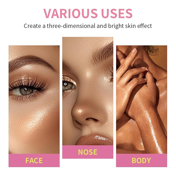 8 Colors Multi-use Cream Contour Highlighter Palette Makeup,Concealer Palette for Cheek Eye Nose Face Body,Cheek Lip Tint,Lightweight Soft Buildable Blendable Natural Look