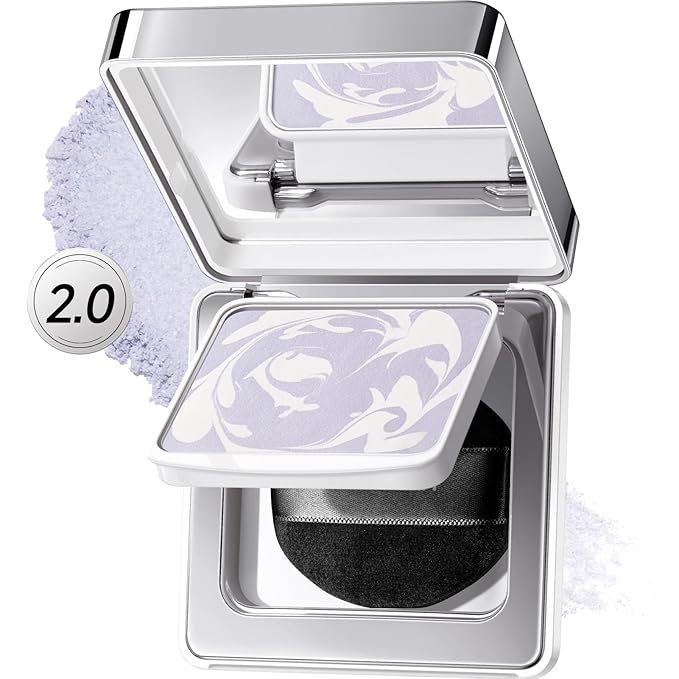 Black Magnet Soft Focus Powder, Waterproof Translucent Pressed Setting Powder, 24H Longlasting Talc-Free Face Powder, Oil Control Compact Makeup,03 Blue Purple For Sensitive Skin, 0.28Oz