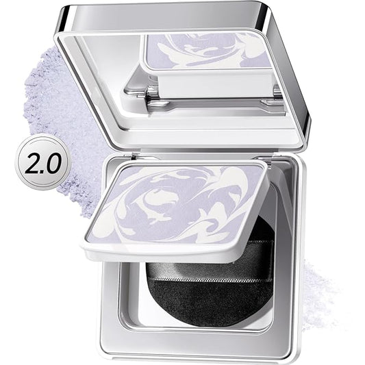 Black Magnet Soft Focus Powder, Waterproof Translucent Pressed Setting Powder, 24H Longlasting Talc-Free Face Powder, Oil Control Compact Makeup,03 Blue Purple For Sensitive Skin, 0.28Oz